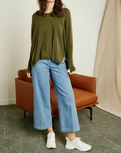 Pull poncho 100% Cachemire Axelle Col V kaki