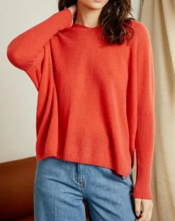 Pull poncho 100% Cachemire col V Chloé à bande cocktail/bleu marine