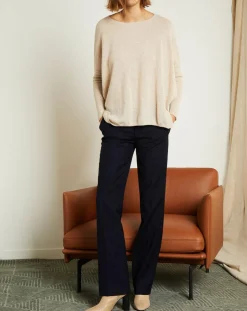 Pull poncho 100% Cachemire Elisabeth Col rond beige chiné