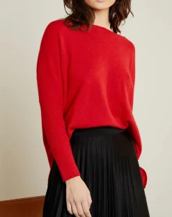 Pull poncho 100% Cachemire Elisabeth Col rond sangria