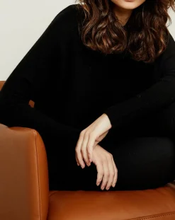 Pull poncho 100% Cachemire Elisabeth Col rond noir