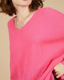 Pull poncho 100% Cachemire Emma col V tulipe