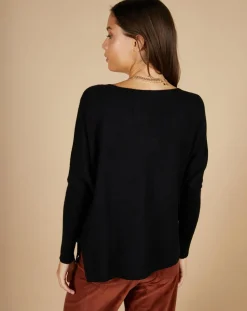 Pull poncho 100% Cachemire Emma col V noir