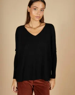 Pull poncho 100% Cachemire Emma col V noir