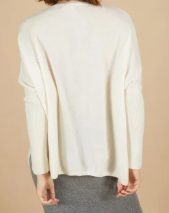 Pull poncho 100% Cachemire Emma col v écru