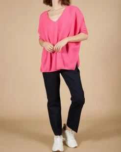 Pull poncho 100% Cachemire Kelly col V manches courtes tulipe