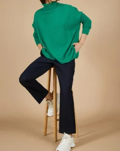 Pull poncho 100% Cachemire Lola col roulé vert impérial