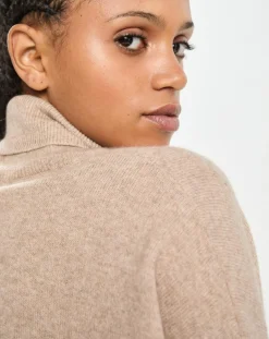 Pull poncho 100% Cachemire Lola col roulé chataigne