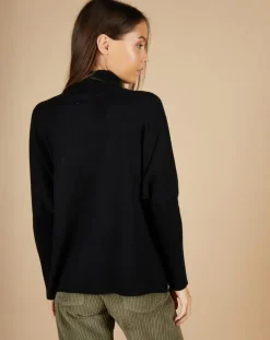Pull poncho 100% Cachemire Lola col roulé noir
