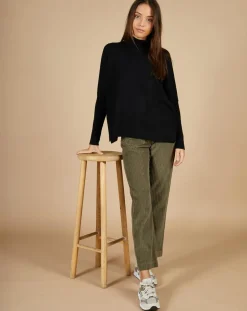 Pull poncho 100% Cachemire Lola col roulé noir