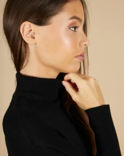 Pull poncho 100% Cachemire Lola col roulé noir