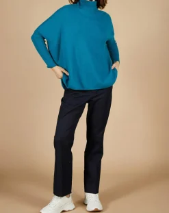 Pull poncho 100% Cachemire Lola col roulé agami