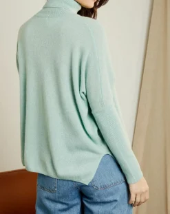 Pull poncho 100% Cachemire Olivia Col roulé amande