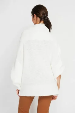 Pull poncho col roulé naturel