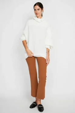 Pull poncho col roulé naturel