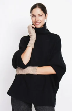 Pull poncho col roulé noir