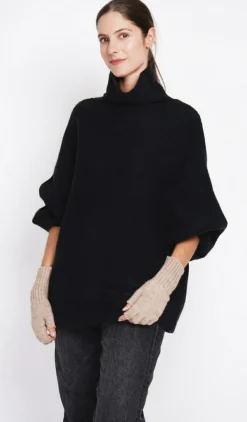 Pull poncho col roulé noir