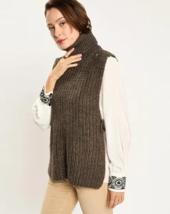 Pull poncho en Alpaga mélangé Billie seigle