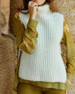 Pull poncho en Alpaga mélangé Billie écru
