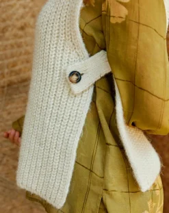 Pull poncho en Alpaga mélangé Billie écru