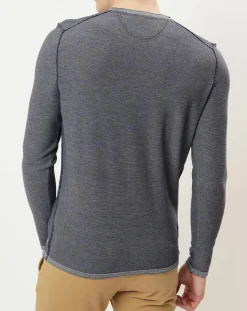 Pull rayé bleu marine