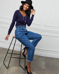 Pull Romane à Col V marine