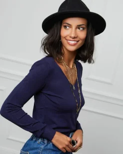 Pull Romane à Col V marine