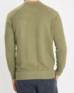 Pull Rond Raglan Poche Poitrine kaki