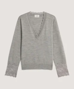 Pull Rose 100% Laine gris foncé