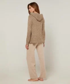 Pull Saadiya à capuche chiné marron