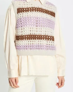Pull sans manches 100% Laine Tricot multicolore