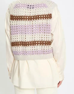 Pull sans manches 100% Laine Tricot multicolore