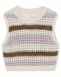 Pull sans manches 100% Laine Tricot multicolore