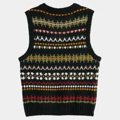 Pull sans manches col V multicolore