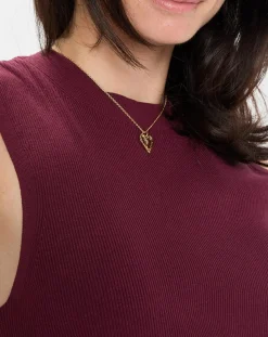 Pull sans manches côtelé rouge foncé