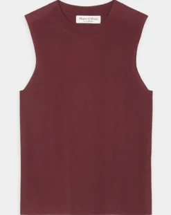 Pull sans manches côtelé rouge foncé