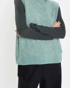 Pull sans manches en Laine & Alpaga mélangés vert