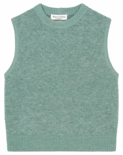 Pull sans manches en Laine & Alpaga mélangés vert