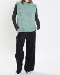 Pull sans manches en Laine & Alpaga mélangés vert