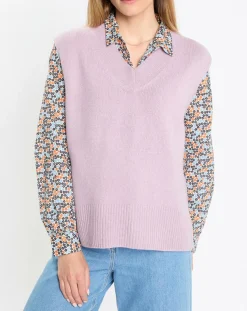 Pull sans manches en Laine mélangée violet clair