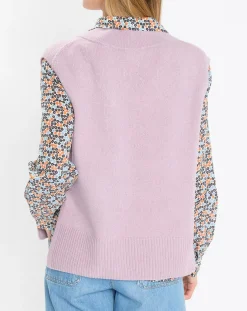 Pull sans manches en Laine mélangée violet clair