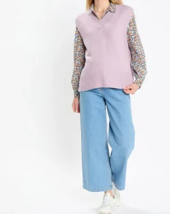 Pull sans manches en Laine mélangée violet clair