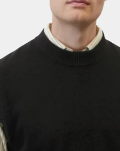 Pull sans manches en Laine & Coton noir