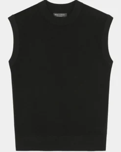 Pull sans manches en Laine & Coton noir