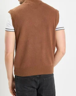 Pull sans manches en Laine & Coton marron