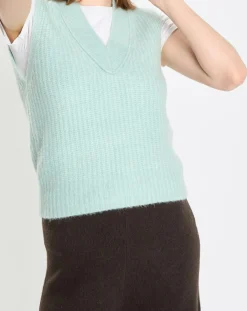 Pull sans manches en Laine & Alpaga mélangés bleu clair