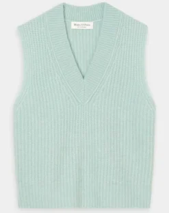 Pull sans manches en Laine & Alpaga mélangés bleu clair