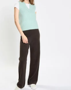 Pull sans manches en Laine & Alpaga mélangés bleu clair