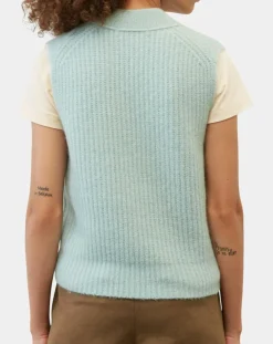 Pull sans manches en Laine & Alpaga mélangés bleu clair