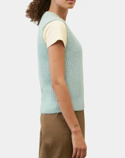 Pull sans manches en Laine & Alpaga mélangés bleu clair